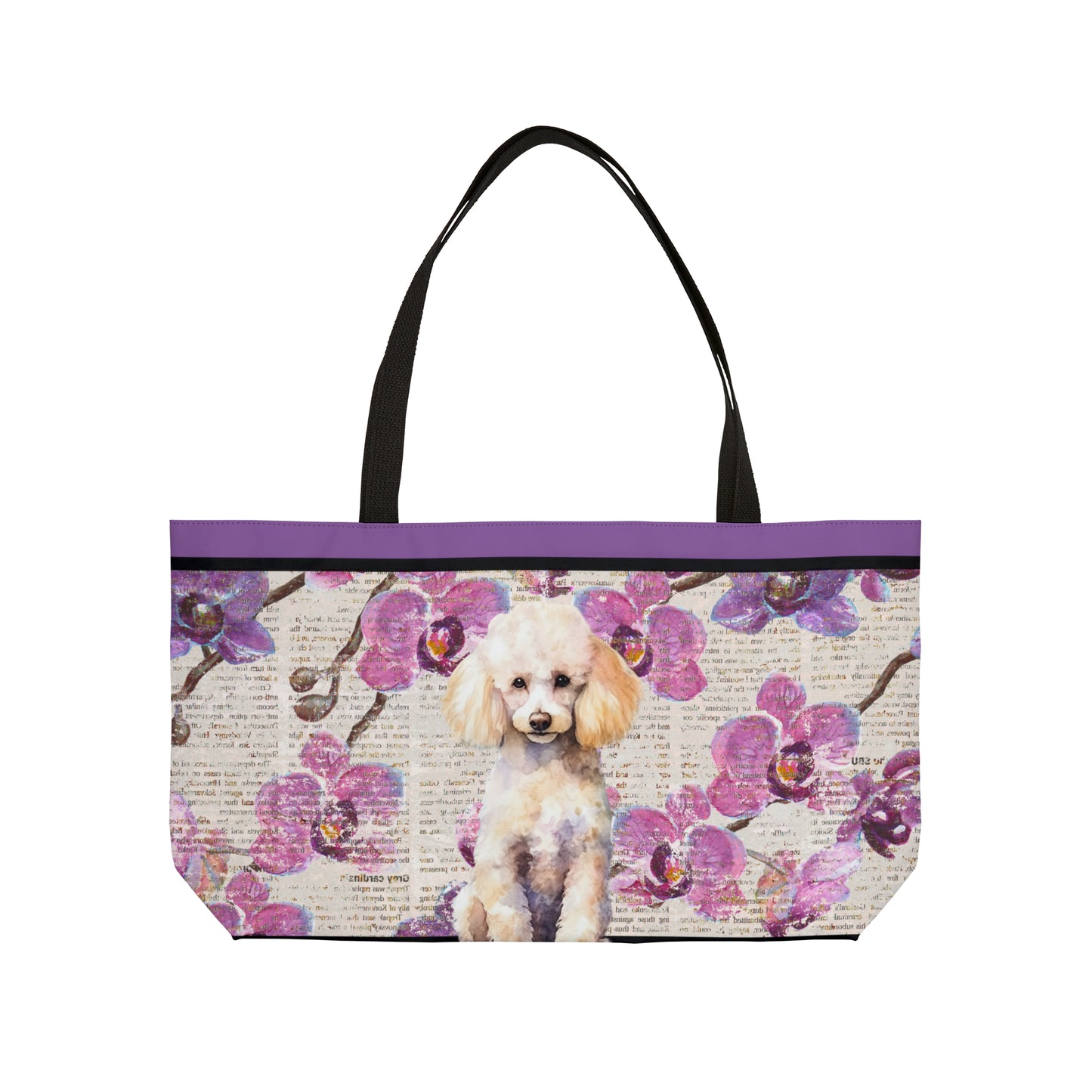 Poodle on Floral Paper Weekender Tote Bag