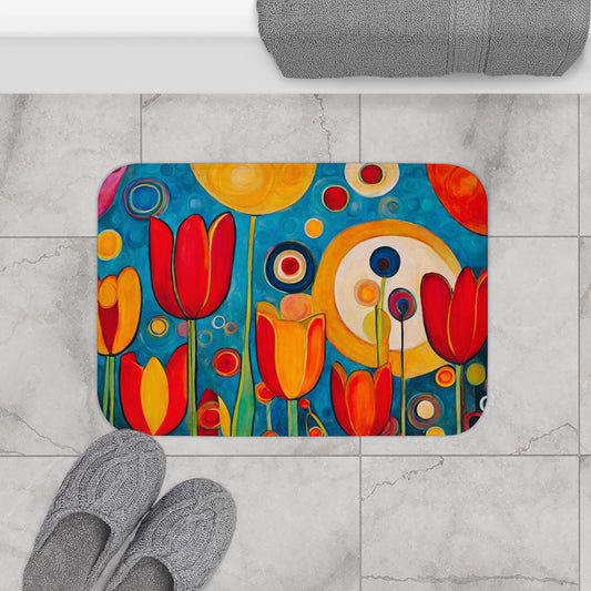 Bright Tulips Microfiber Bath Mat