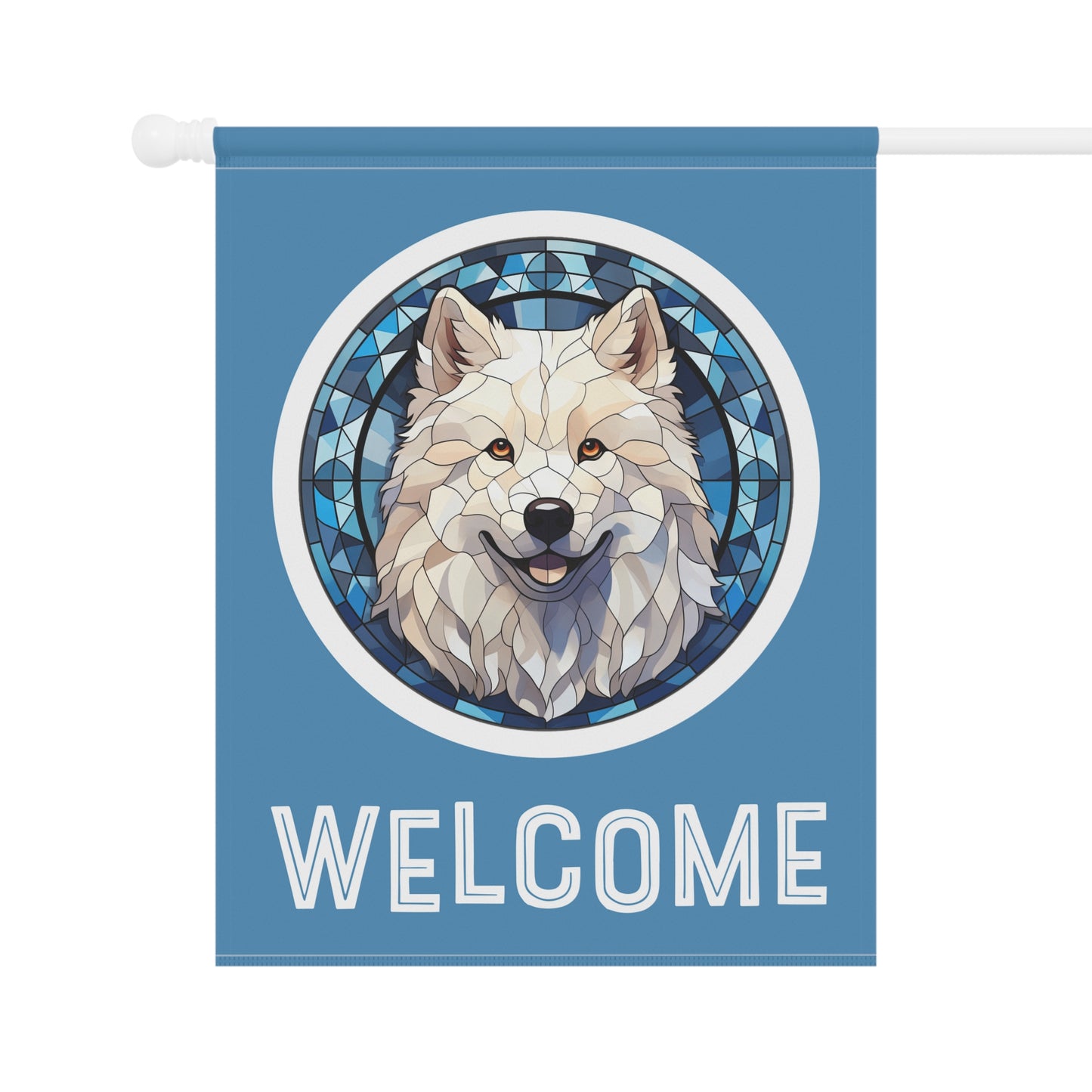 Samoyed Welcome @-Sided Garden & House Flag/Banner