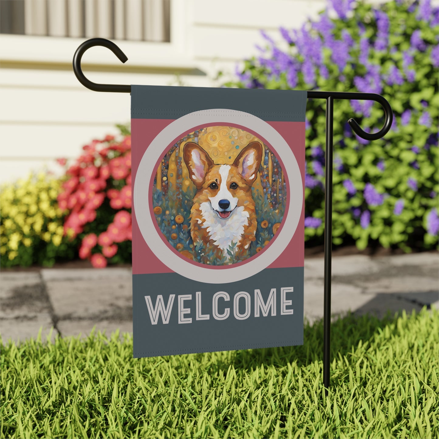 Corgi Welcome 2-Sided Garden & House Flag/Banner