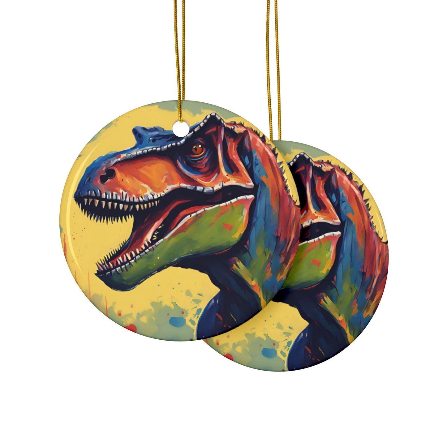 T-Rex 3" Ceramic Ornaments, 2-Side Print, (1pc, 10pcs)