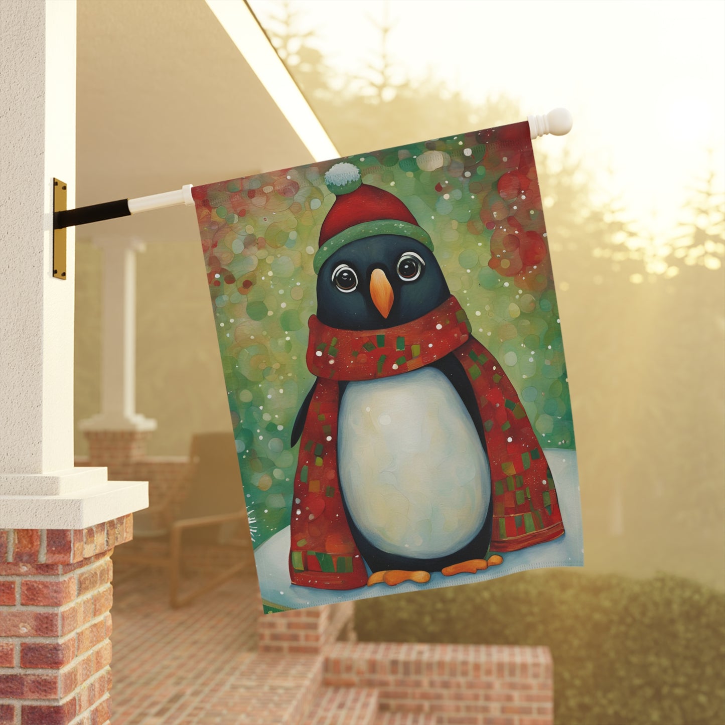 Christmas Penguin 2-Sided Garden & House Flag/Banner