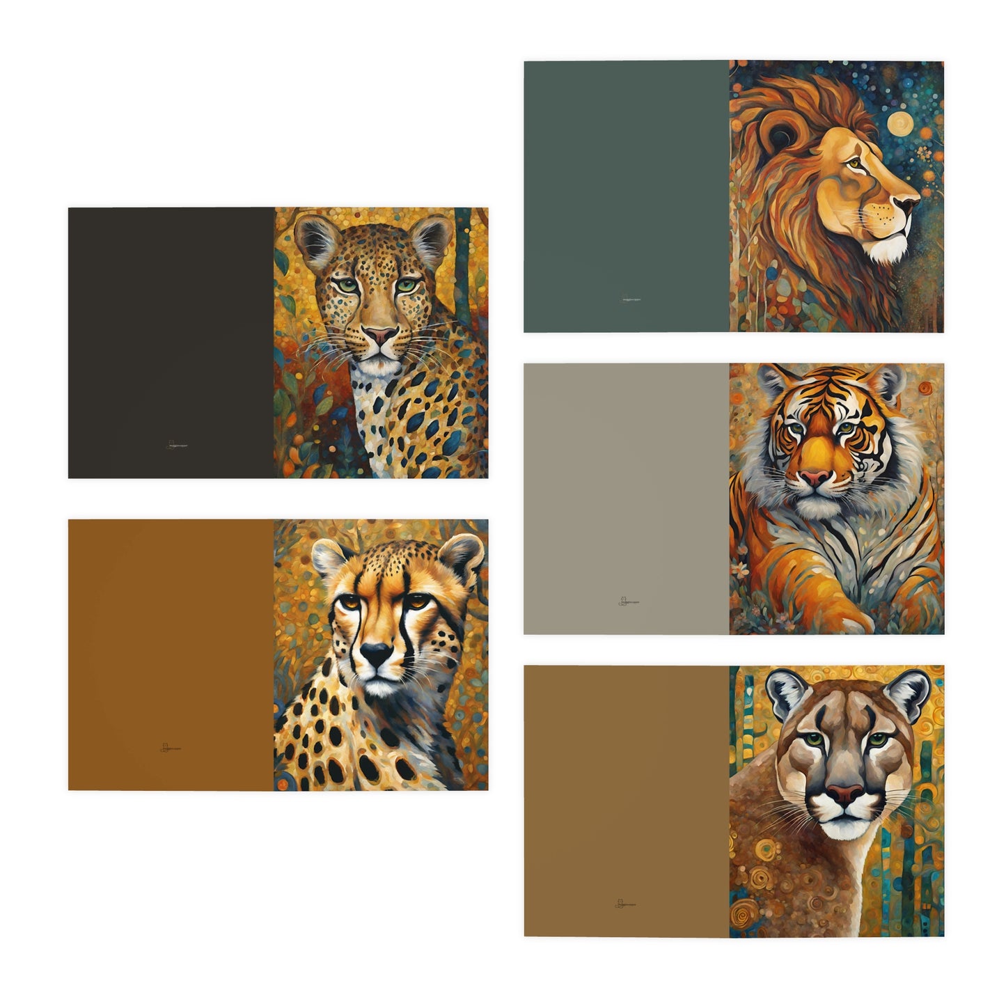 Big Cats Greeting Cards- Blank Inside (5-Pack)