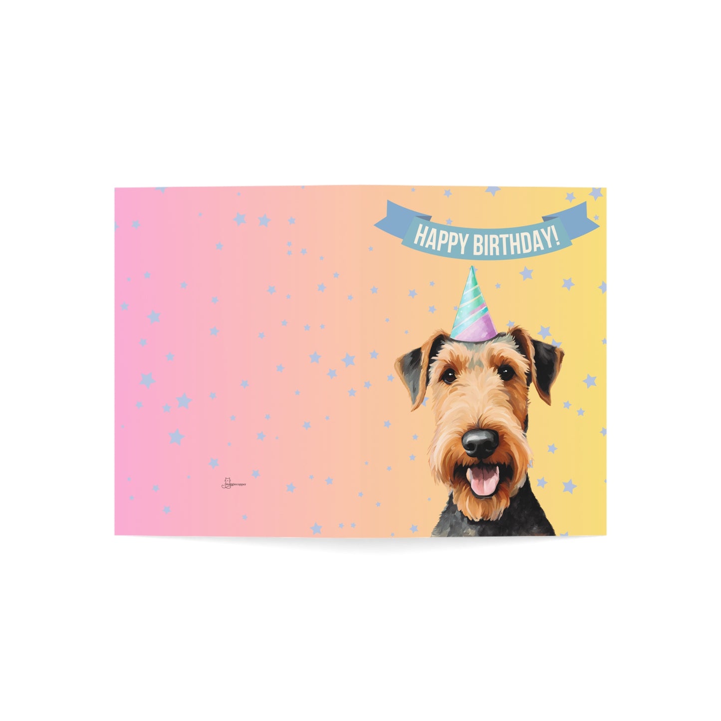 Airedale Terrier Happy Birthday 5 x 7 Greeting Cards (10 Pack)