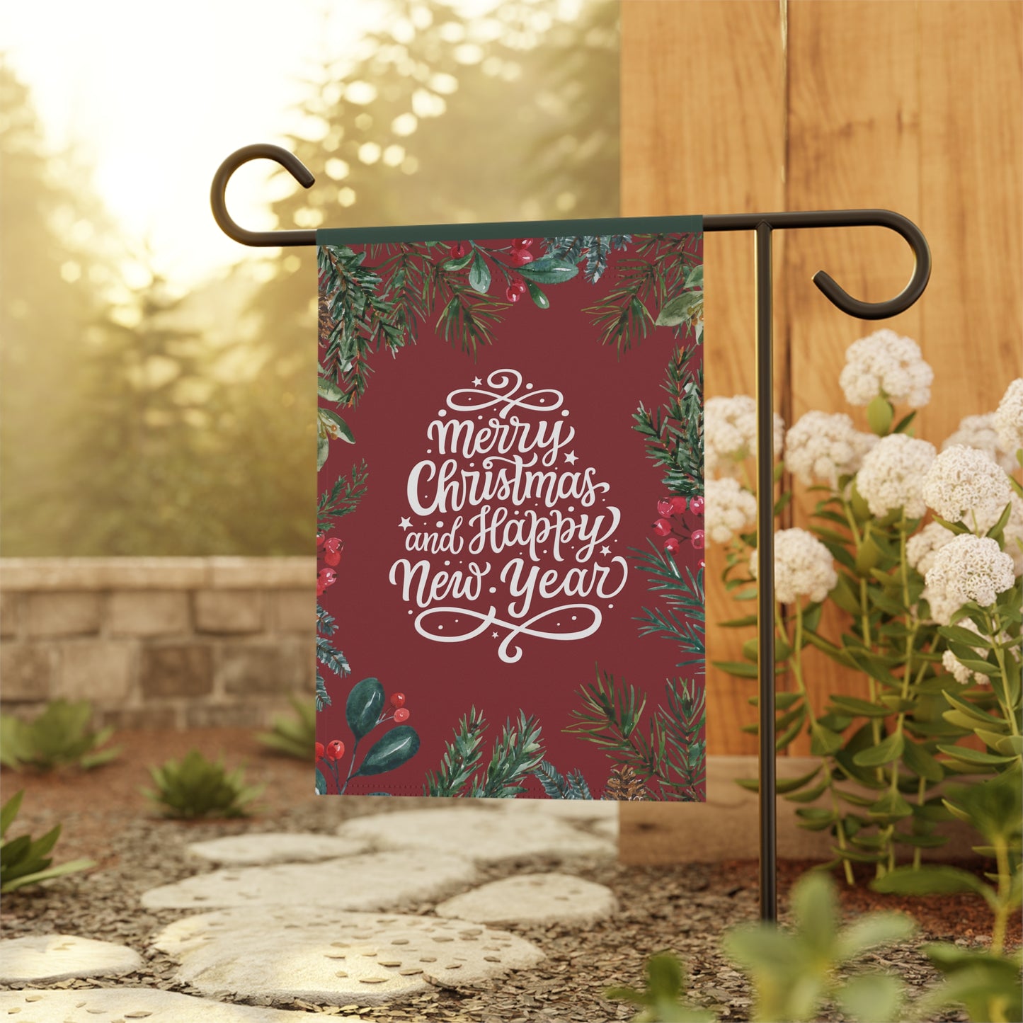 Merry Christmas & Happy New Year 2-Sided Garden & House Banner