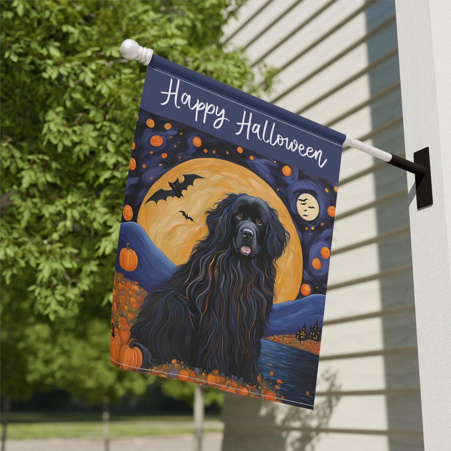 Newfoundland Happy Halloween 2-Sided Garden & House Flag/Banner