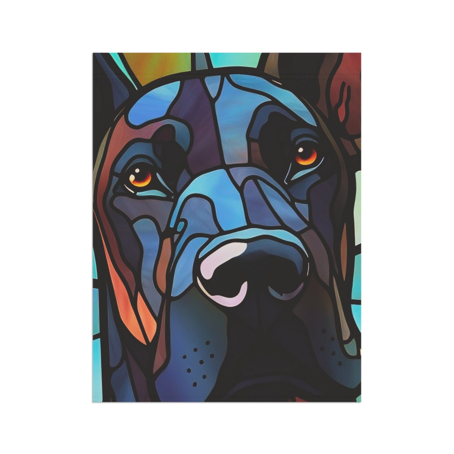Great Dane Face Stained Glass Look 2-Sided Garden & House Flag/Banner
