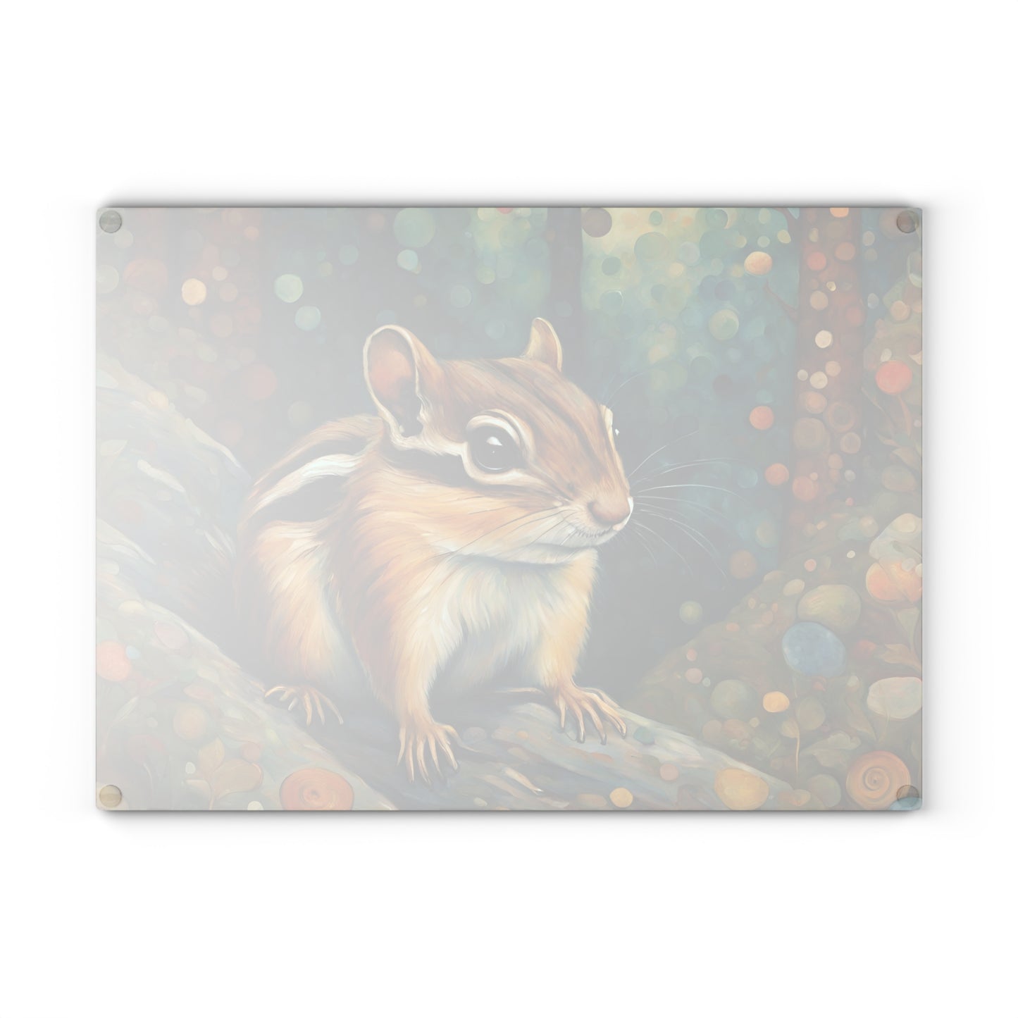 Mountain Forest Chipmunk Tempered Glass Cutting Board