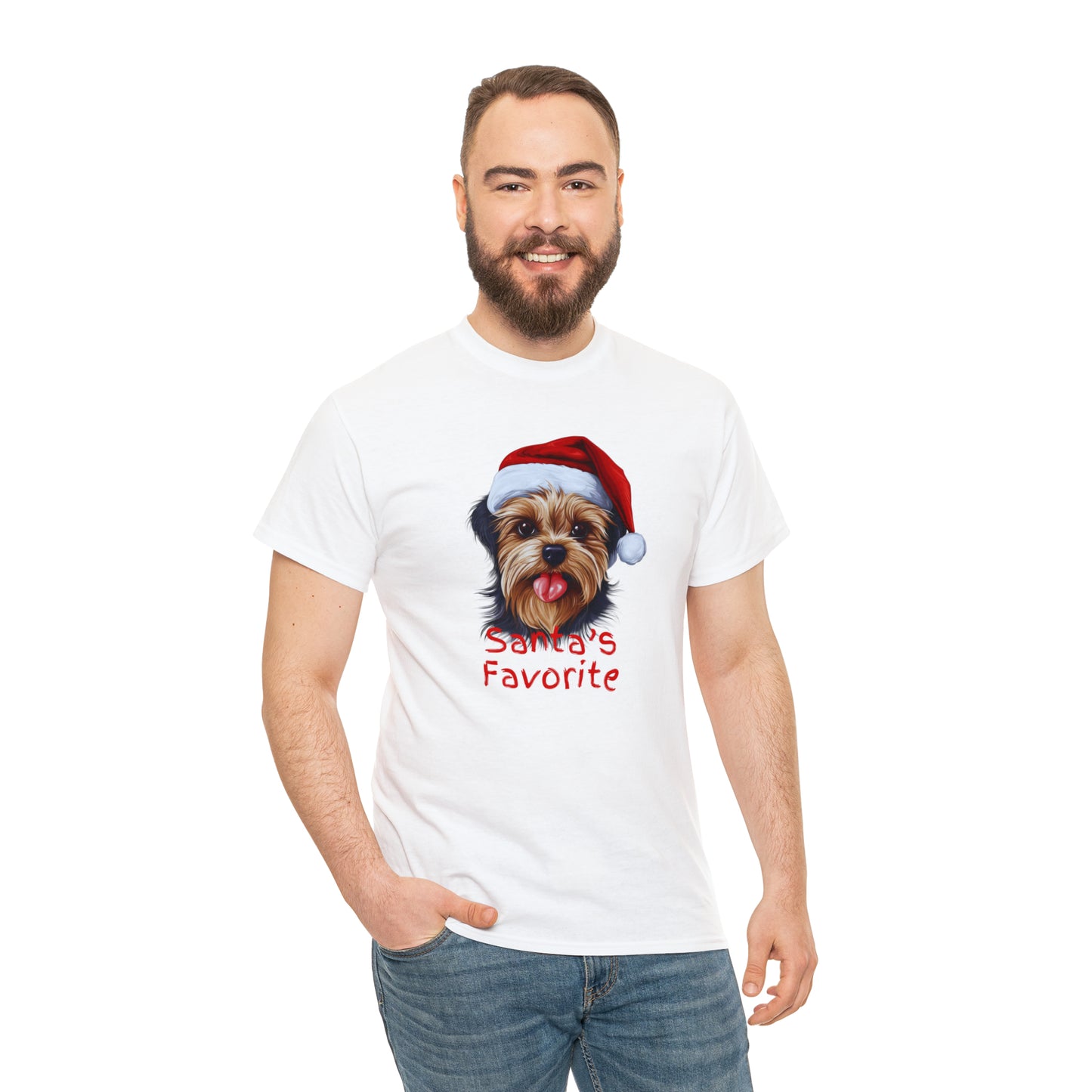 Santa's Favorite Yorkie Unisex Heavy Cotton Tee