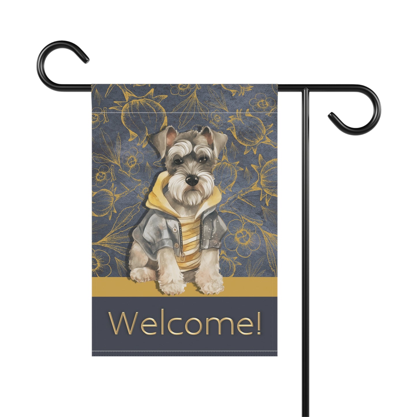 Miniature Schnauzer in Jacket Welcome 2-Sided Garden & House Flag/Banner