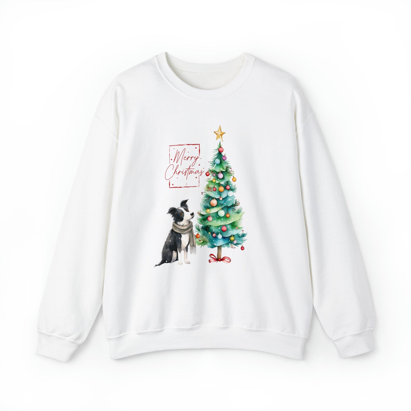 Merry Christmas Border Collie Unisex Heavy Blend™ Crewneck Sweatshirt