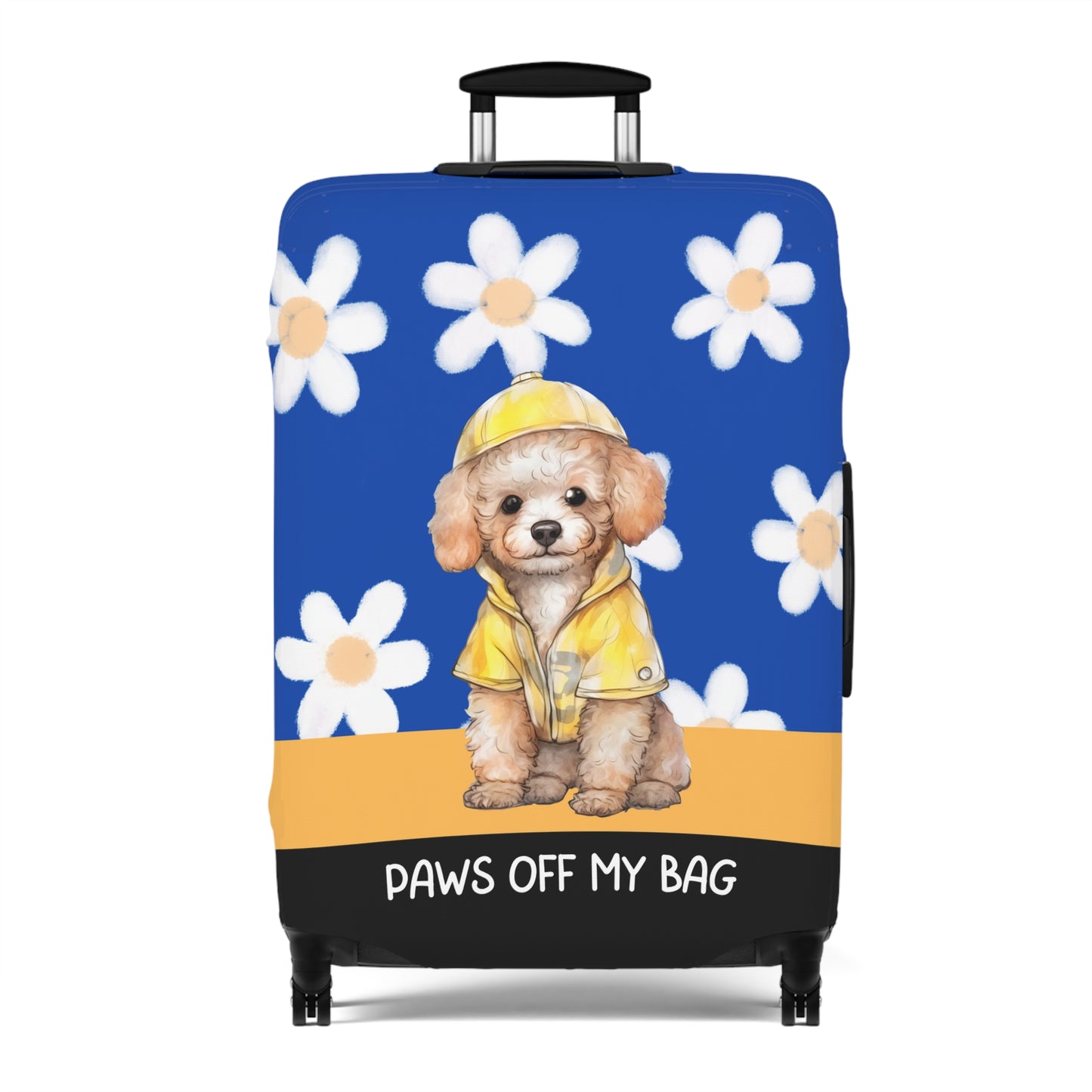 Poodle in Yellow Rain Jacket Paws Off My Bag Luggage Cover