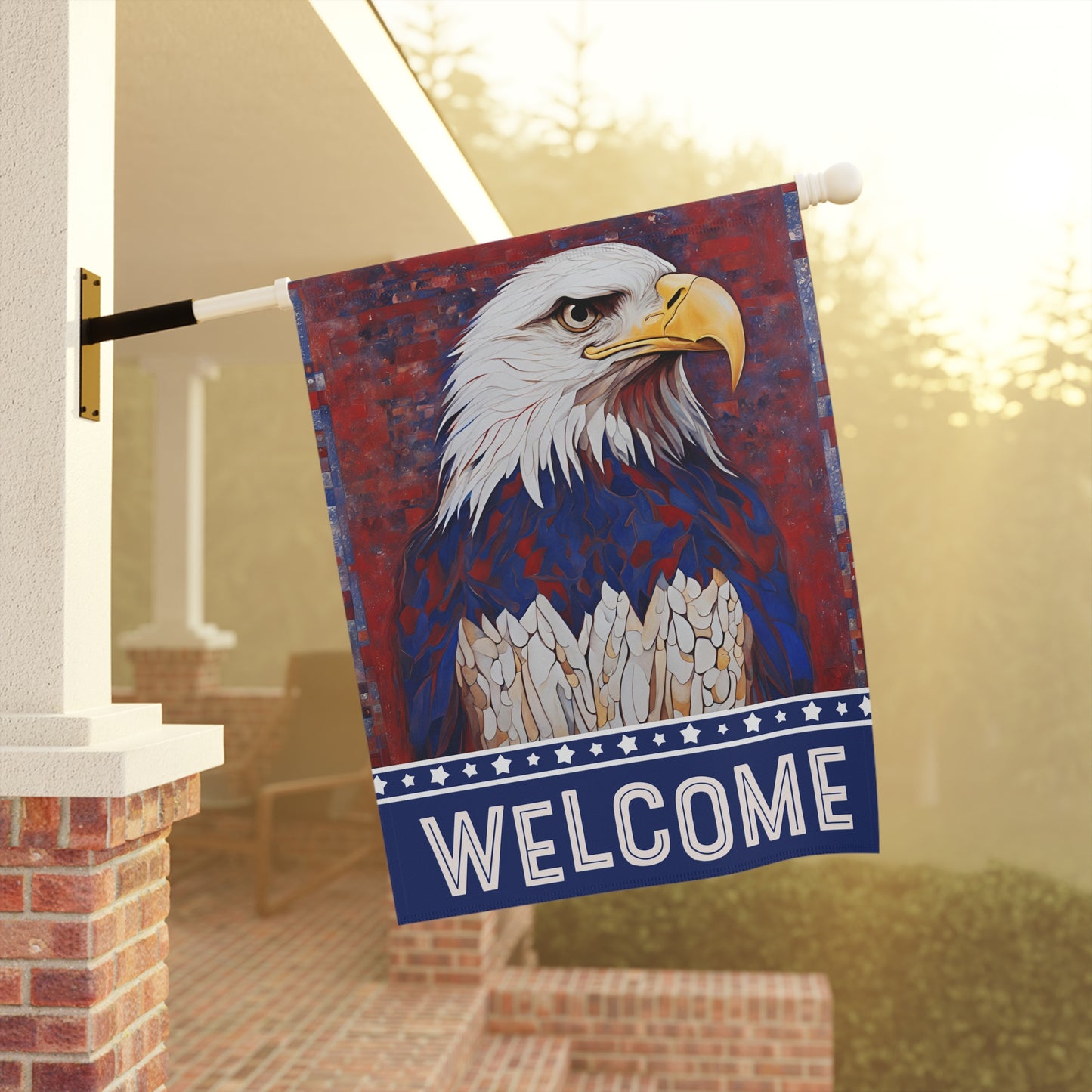 All American Eagle Welcome 2-Sided Garden & House Flag/Banner