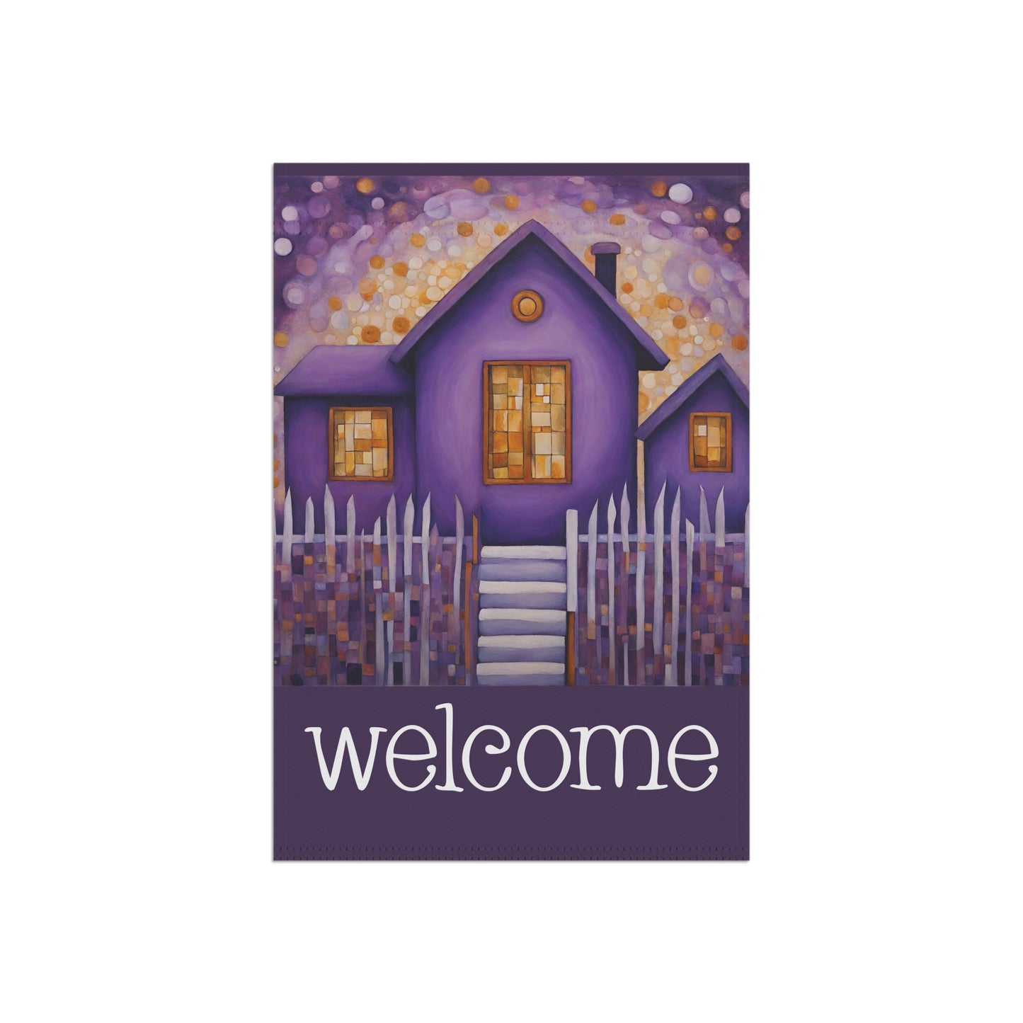 Purple House Welcome 2-Sided Garden & House Flag/Banner