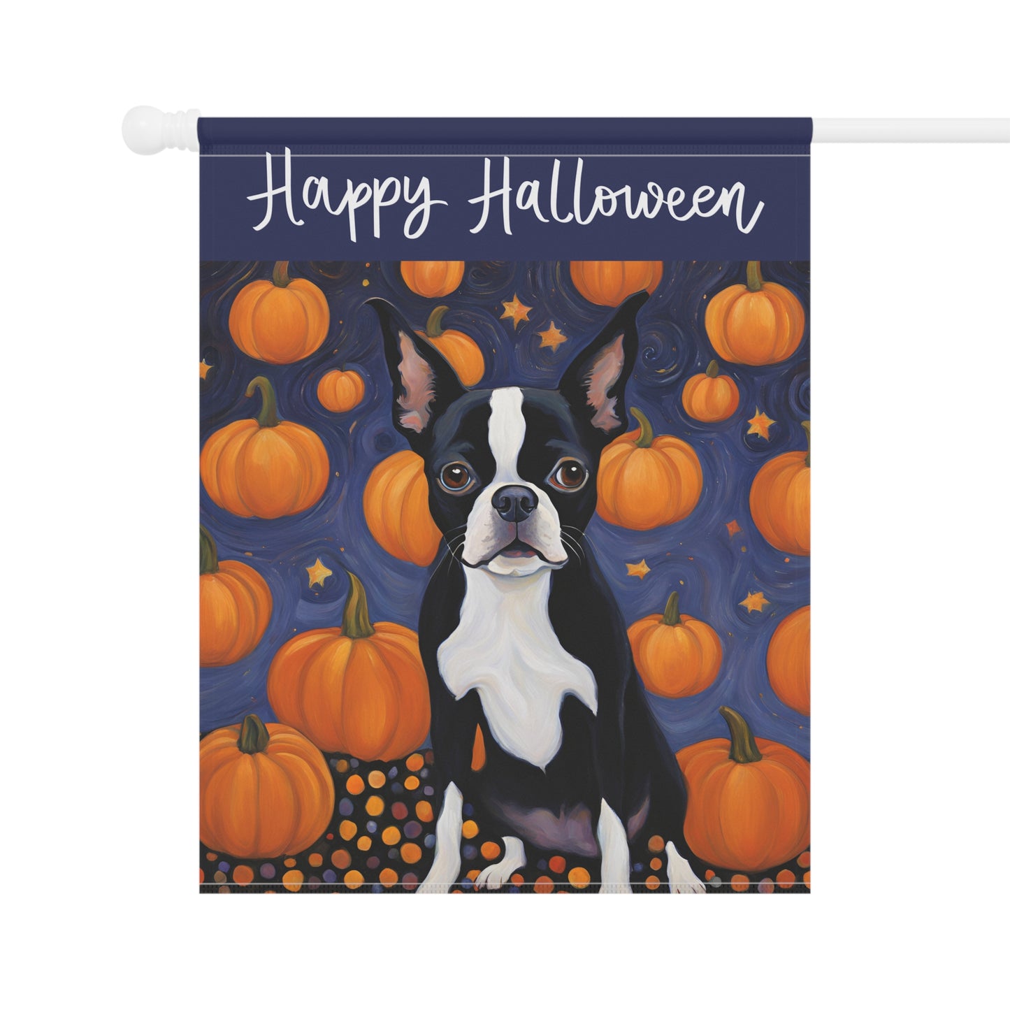 Boston Terrier Happy Halloween 2-Sided Garden & House Flag/Banner