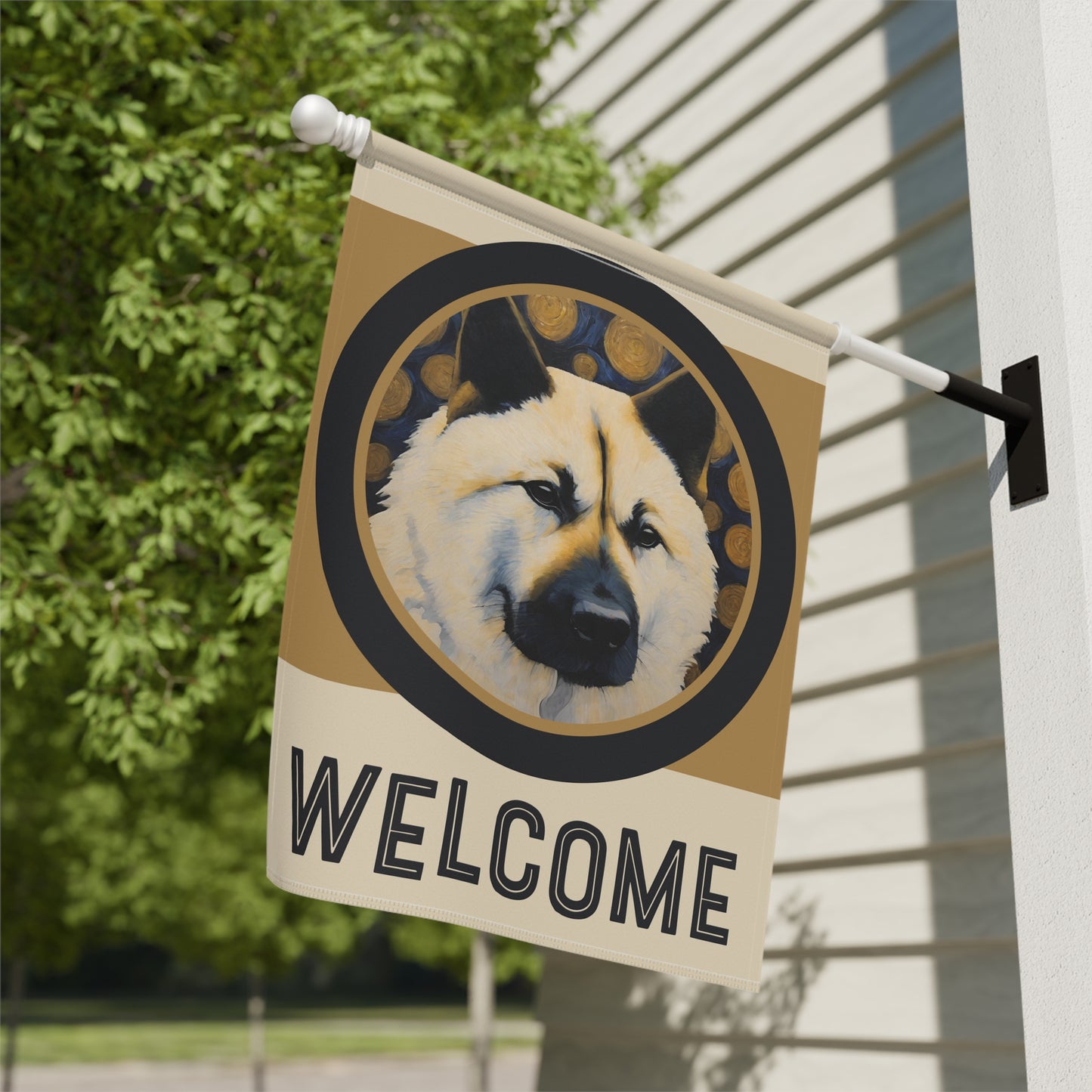 Akita Welcome 2-Sided Welcome Garden & House Flag/Banner