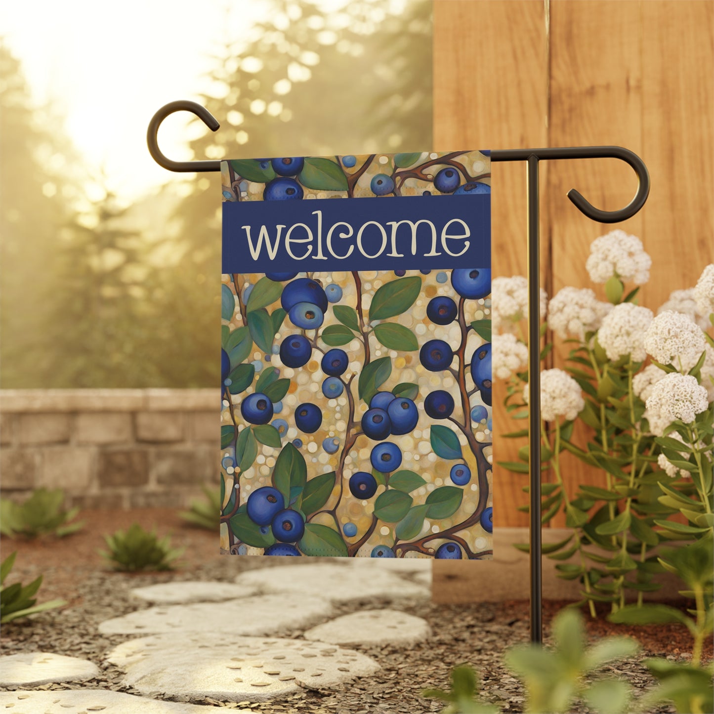 Blueberries Welcome 2-Sided Garden & House Flag/Banner