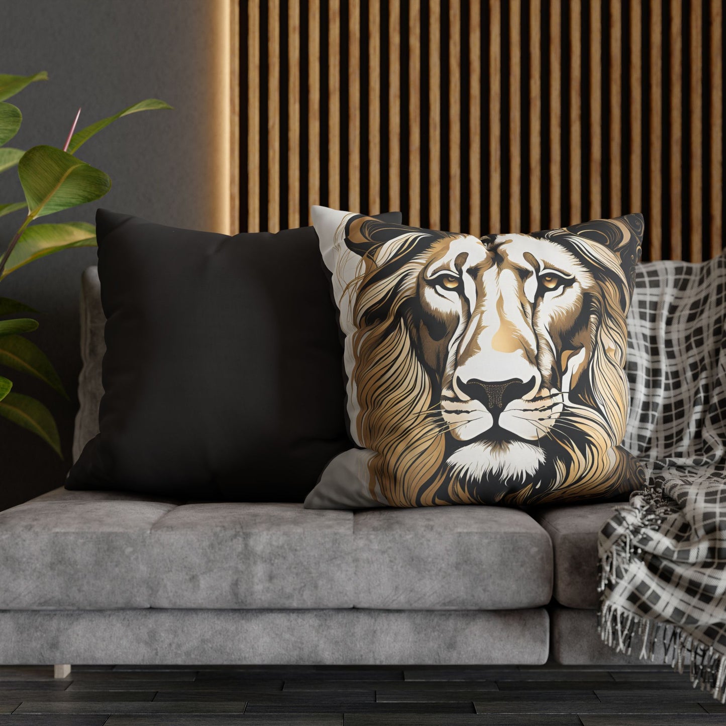 Lion Square Poly Canvas Pillowcase