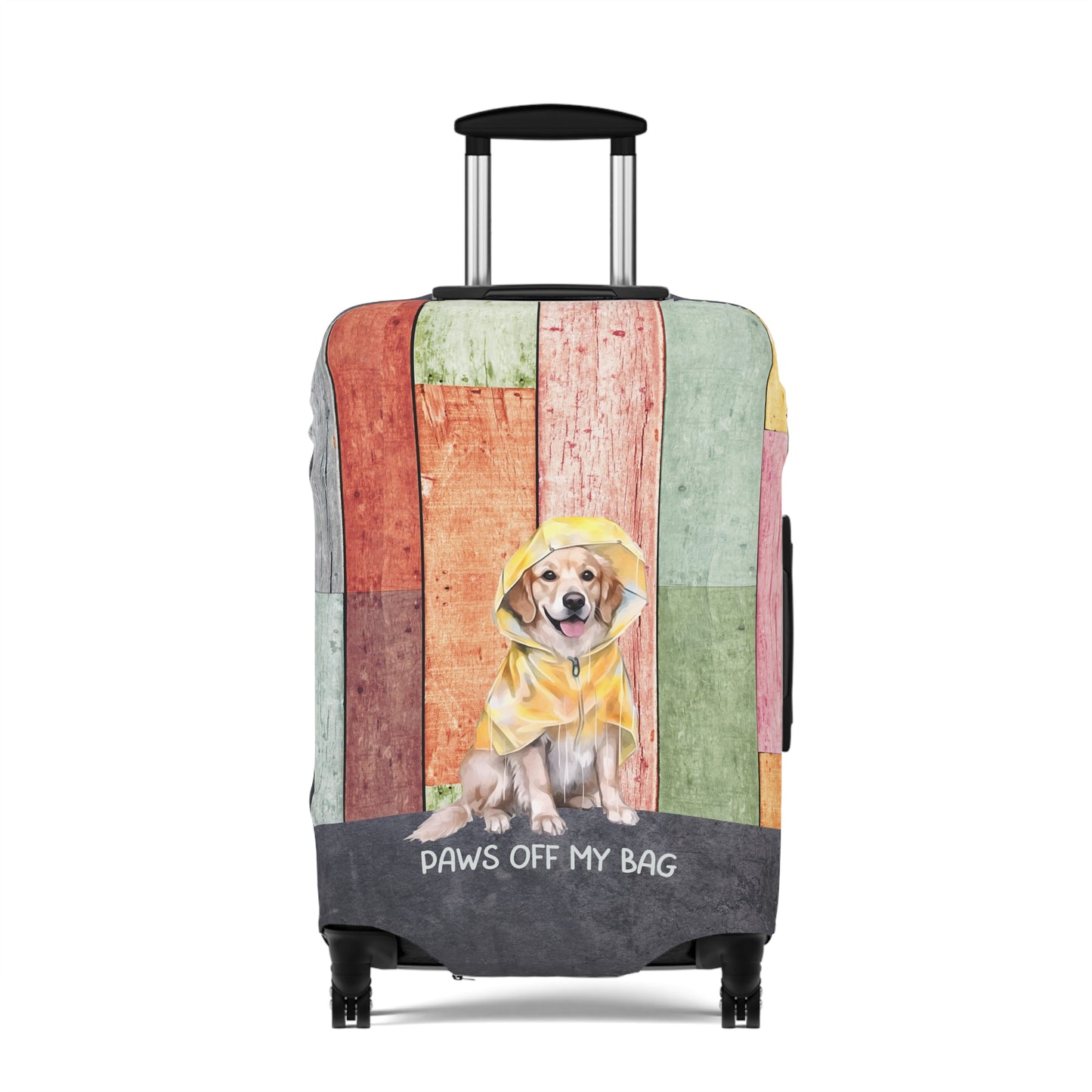 Golden Retriever in Raincoat Paws Off My Bag Luggage Cover