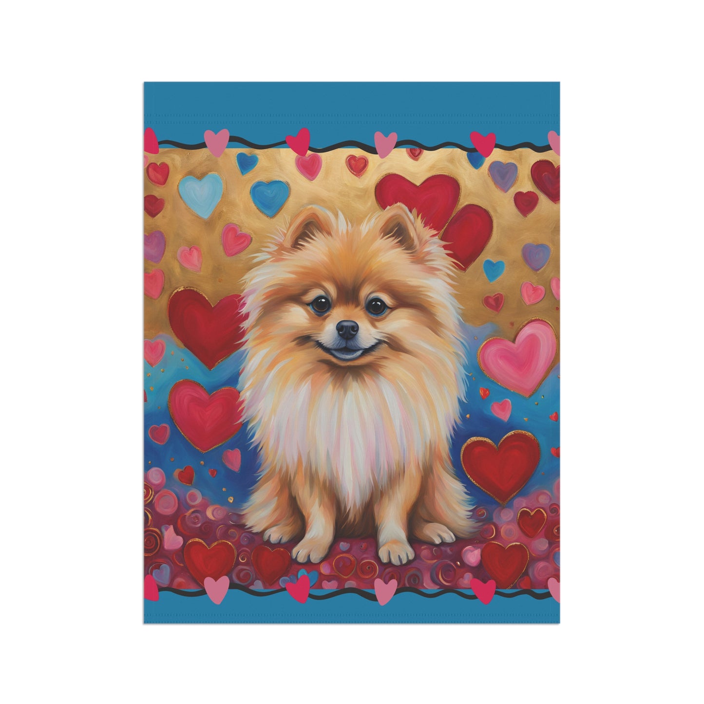 Pomeranian Valentine 2-Sided Garden & House Flag/Banner
