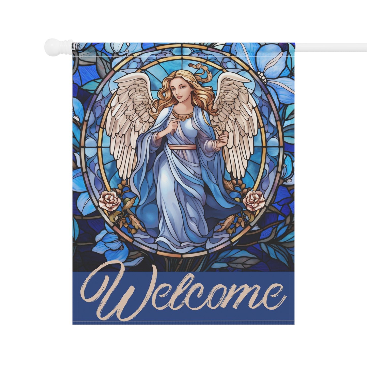 Blue Angel Floral Welcome Garden & House Flag/Banner