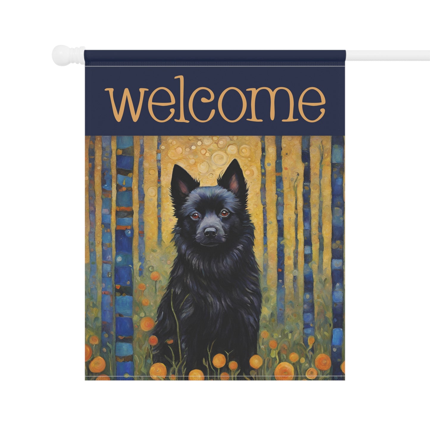 Schipperke  Welcome 2-Sided Garden & House Flag/Banner