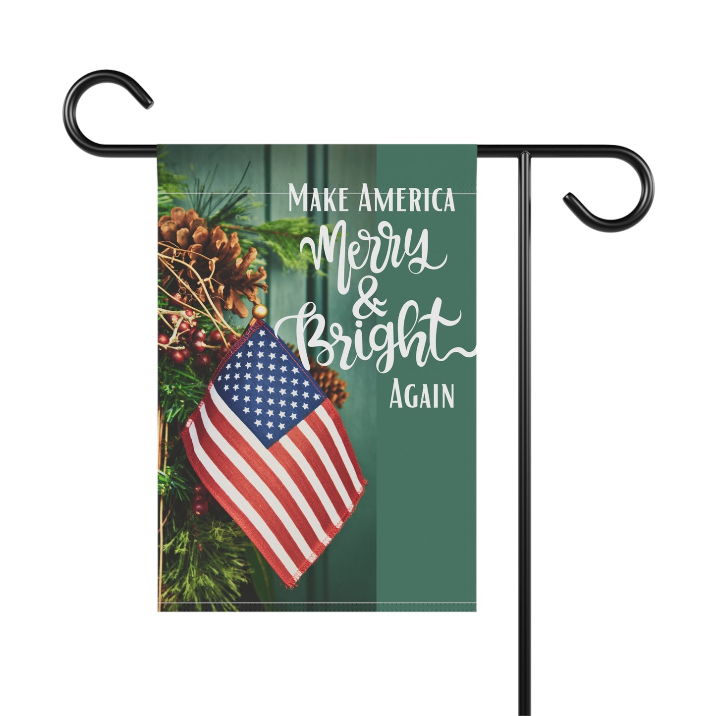 Make America Merry & Bright Again American Flag 2-Sided Garden Banner