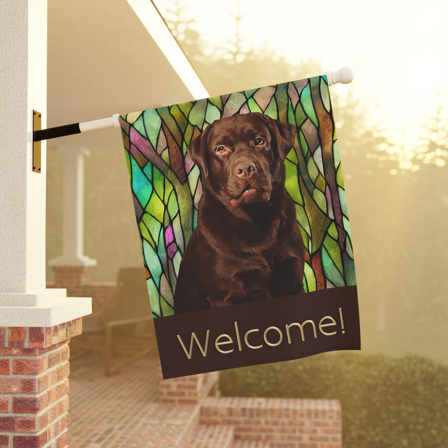 Chocolate Labrador Welcome 2-Sided Garden & House Flag/Banner