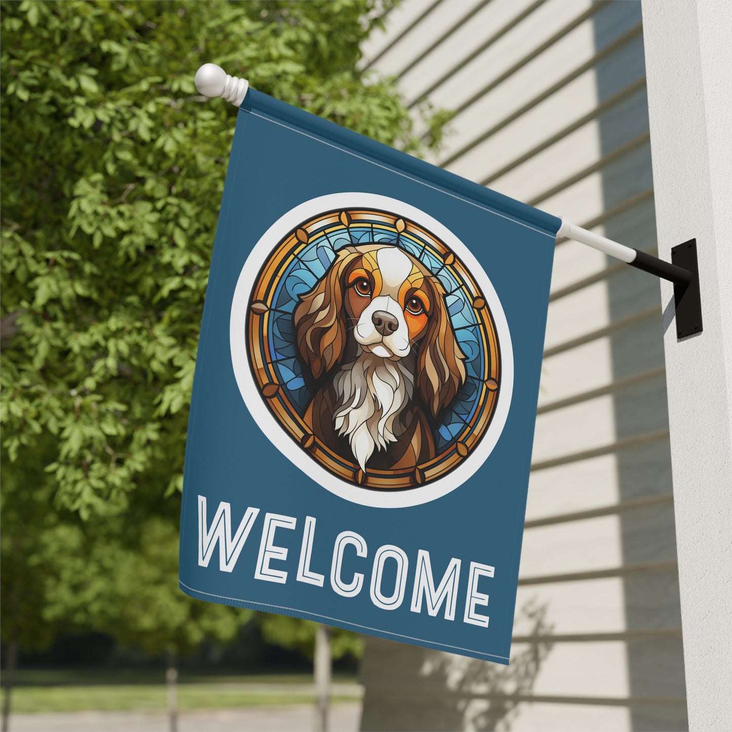 Cavalier King Charles Welcome 2-Sided Garden & House Flag/Banner