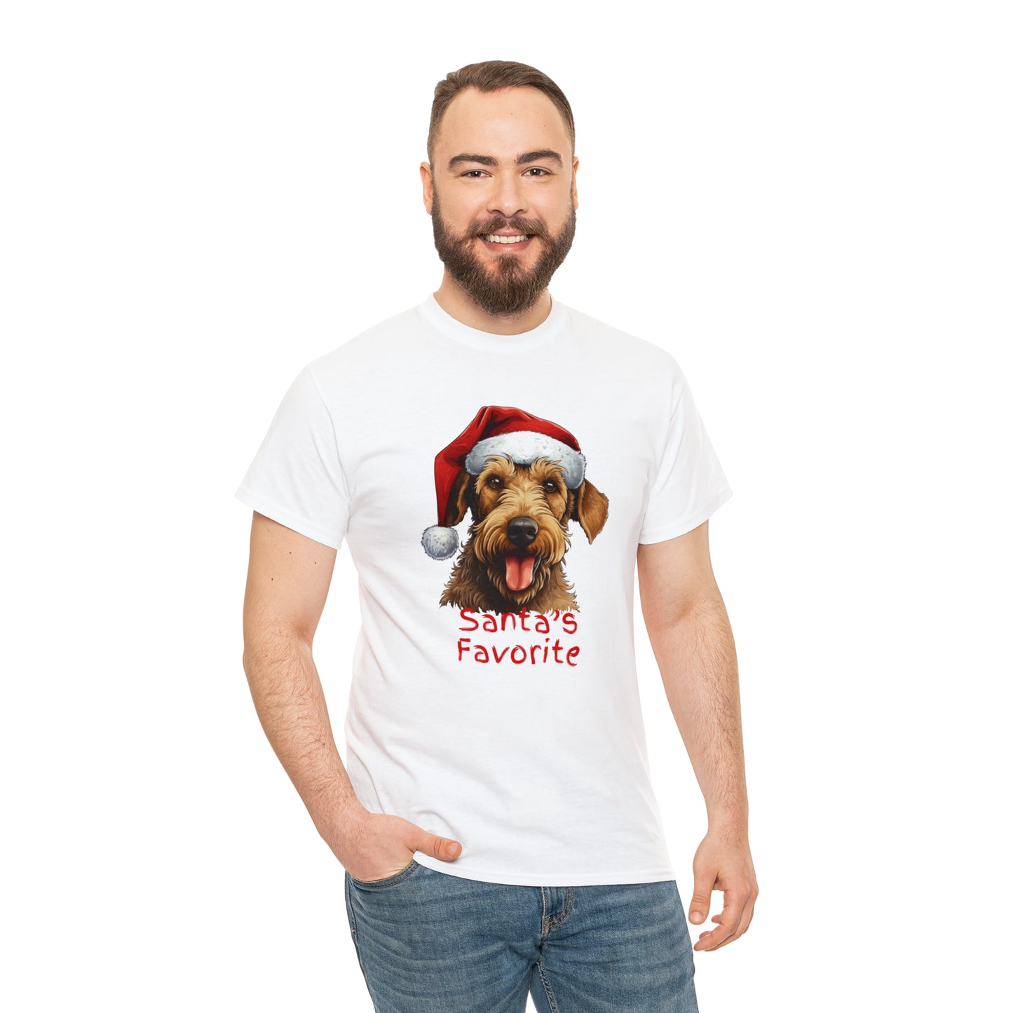 Santa's Favorite Airedale Terrier Unisex Heavy Cotton Tee