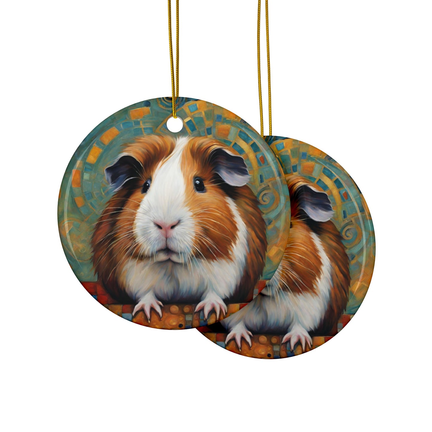 Guinea Pig 3" Ceramic Ornaments, 2-Side Print, (1pc, 10pcs)