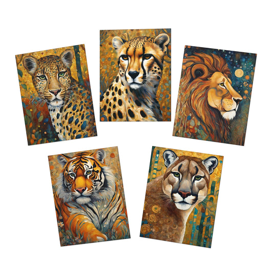 Big Cats Greeting Cards- Blank Inside (5-Pack)