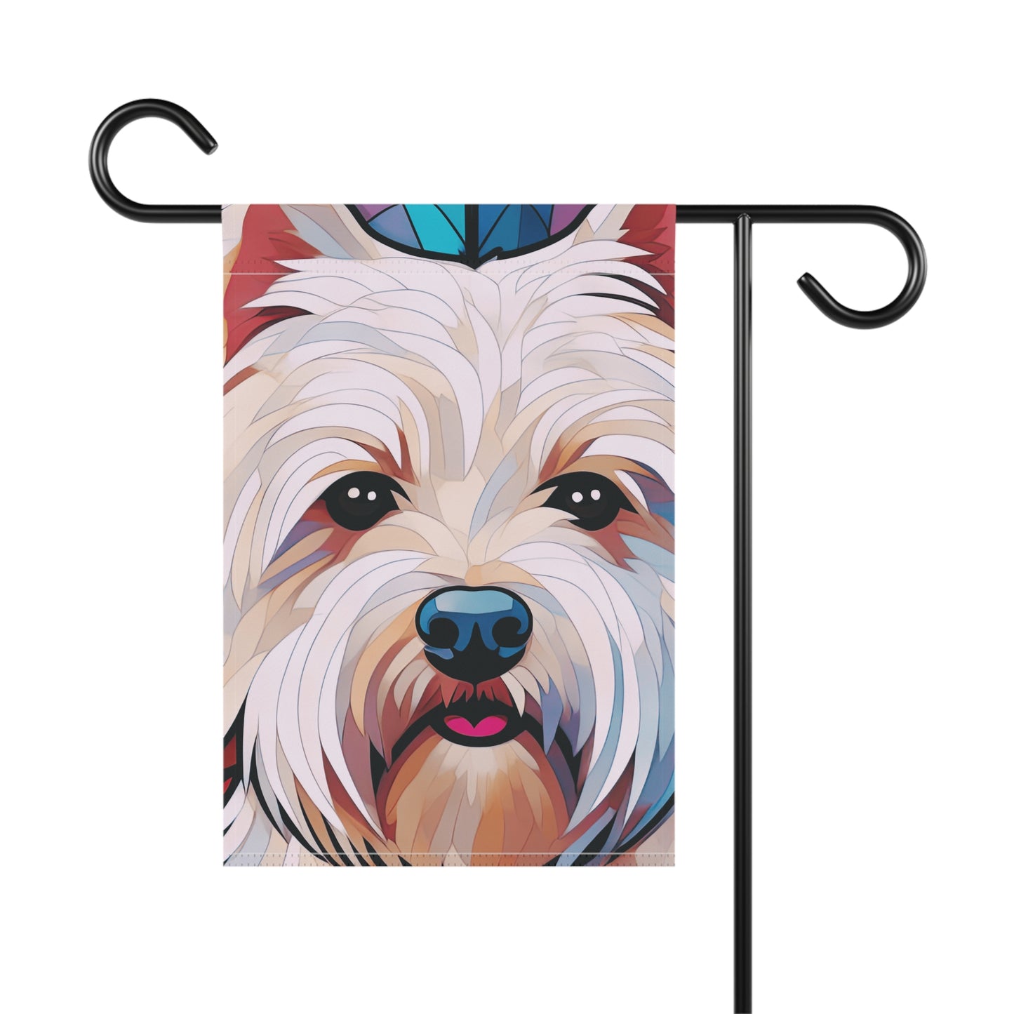 West Highland Terrier Face Stained Glass Westie 2-Sided Garden & House Flag/Banner