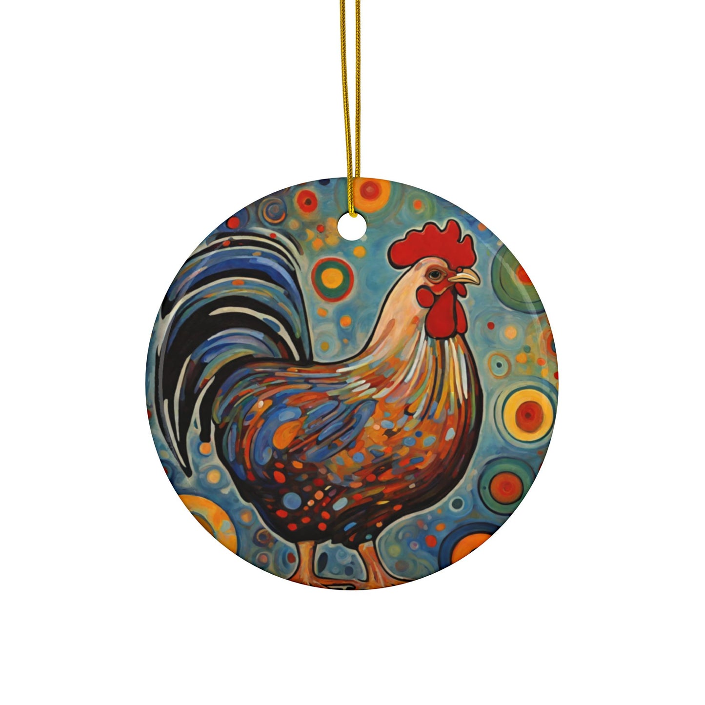 Colorful Chicken 3" Ceramic Ornaments, 2-Side Print, (1pc, 10pcs)