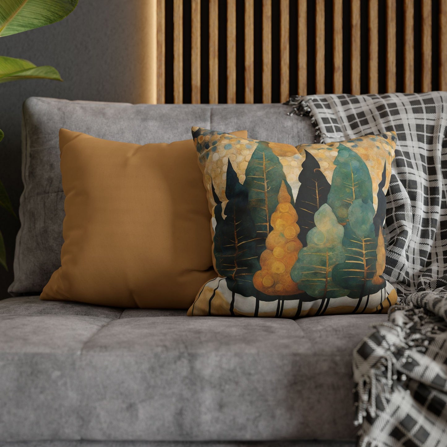 Pine Trees Square Poly Canvas Pillowcase