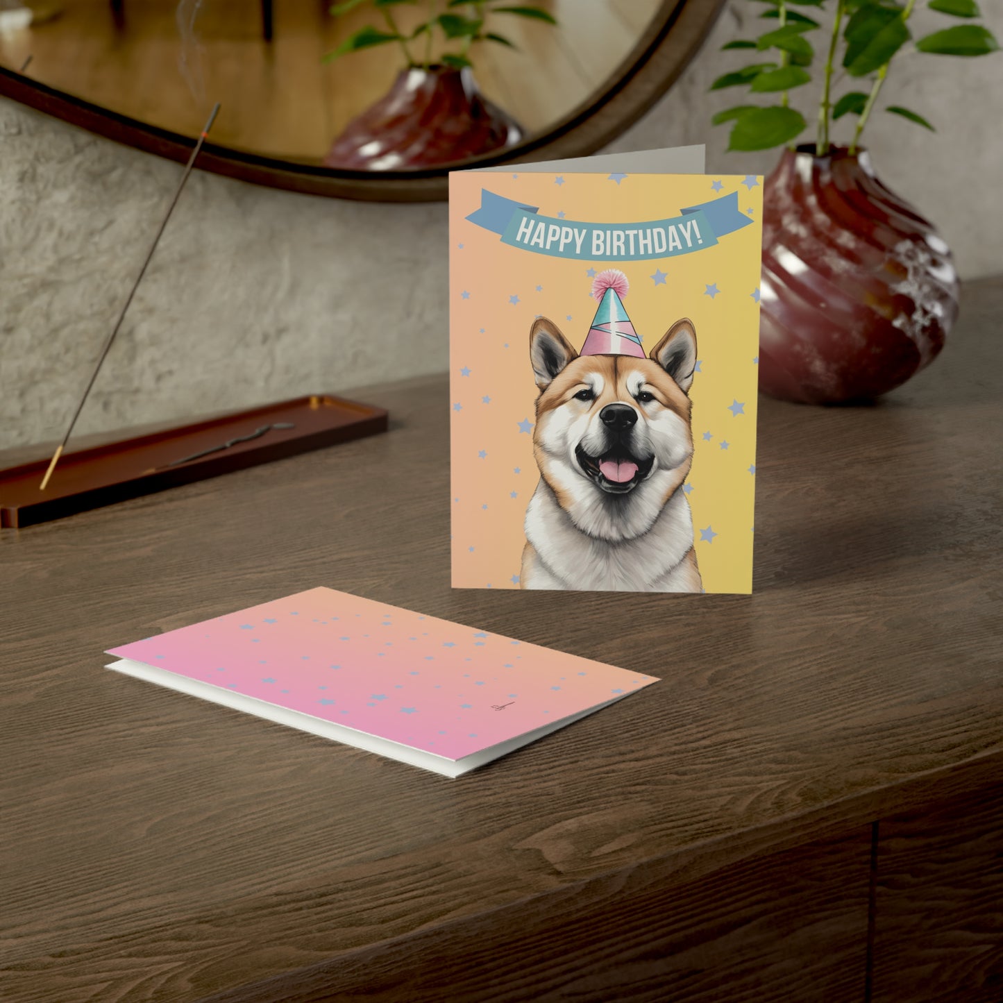 Akita Happy Birthday 5 x 7 Greeting Cards (10 Pack)