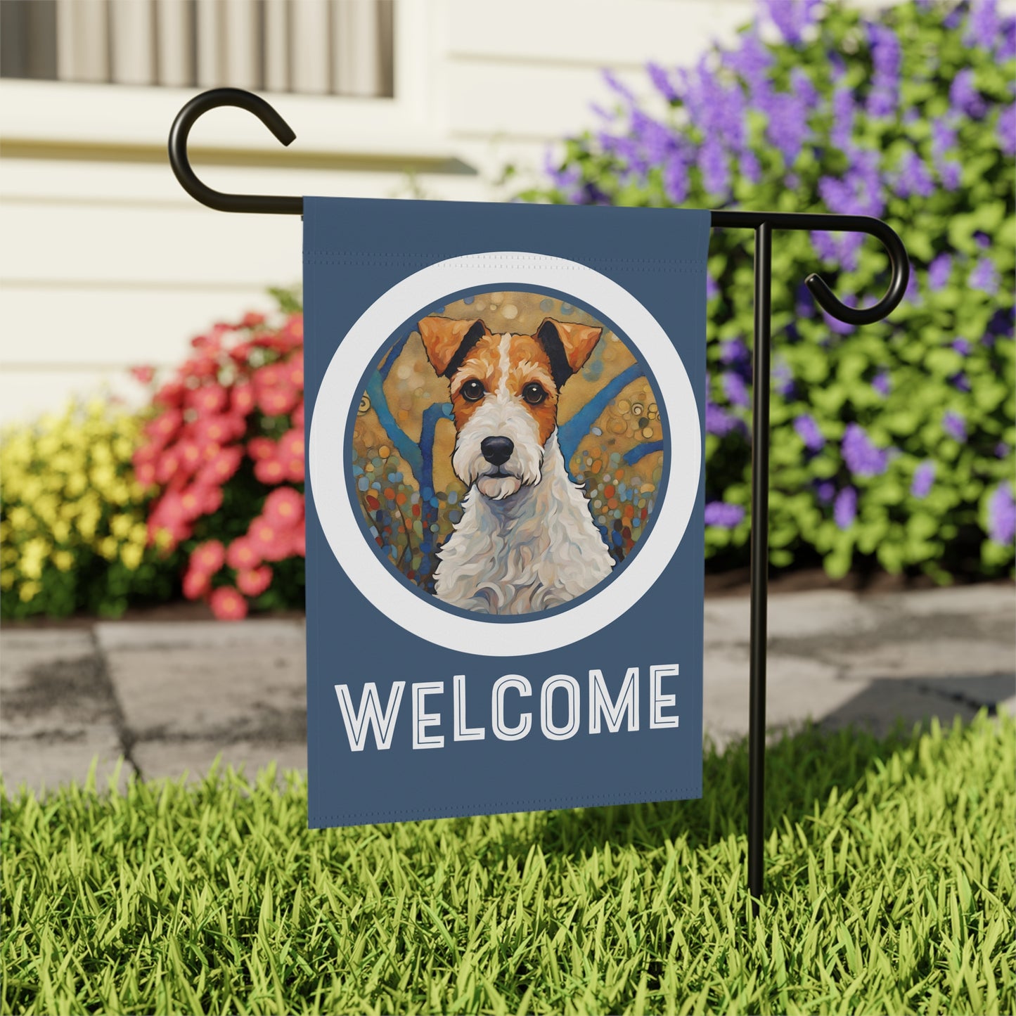 Fox Terrier Welcome 2-Sided Garden & House Flag/Banner