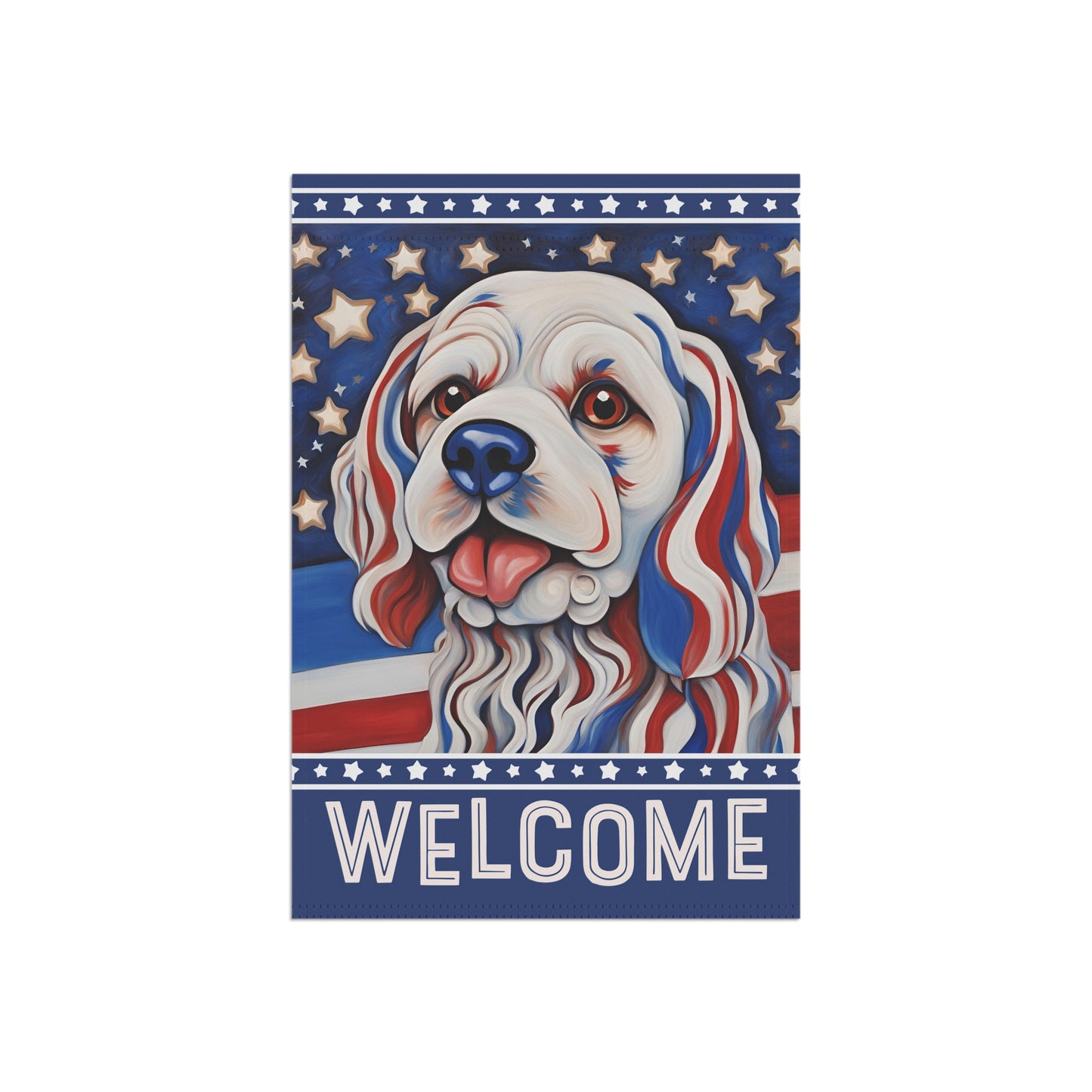 Patriotic Pup Welcome 2-Sided Garden & House Flag/Banner