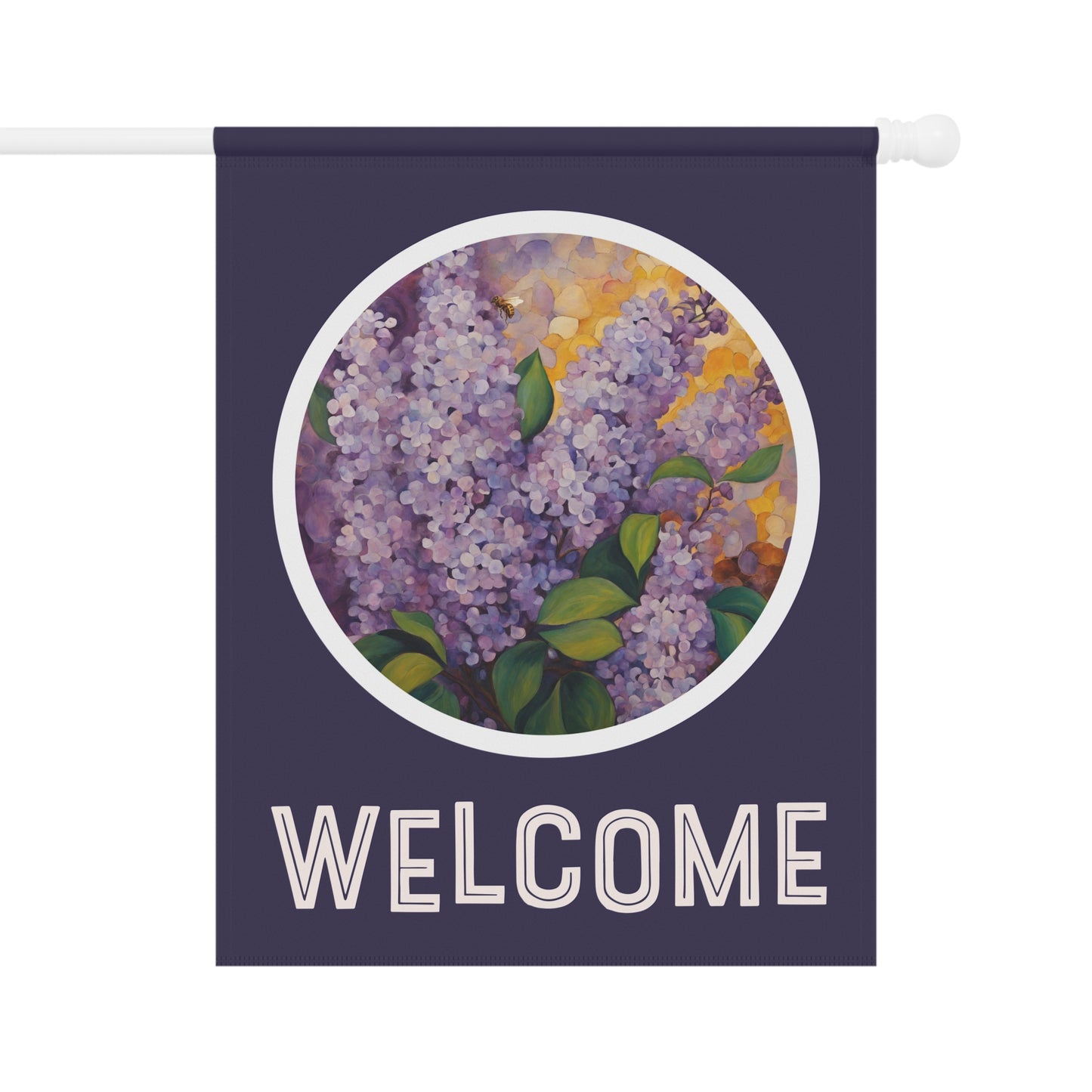 Visiting the Lilacs Welcome 2-Sided Garden & House Flag/Banner