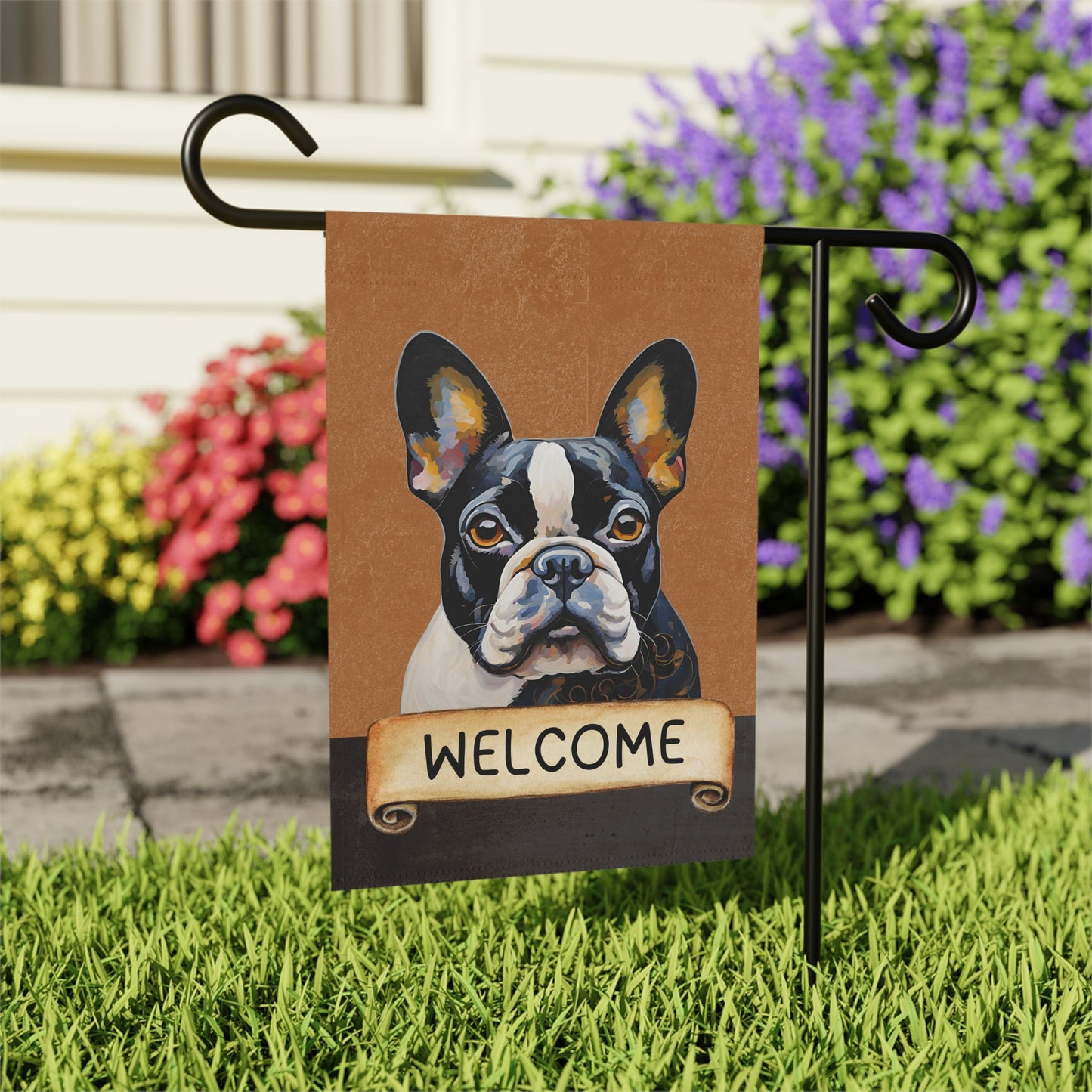 French Bulldog Welcome 2-Sided Garden & House Flag/Banner
