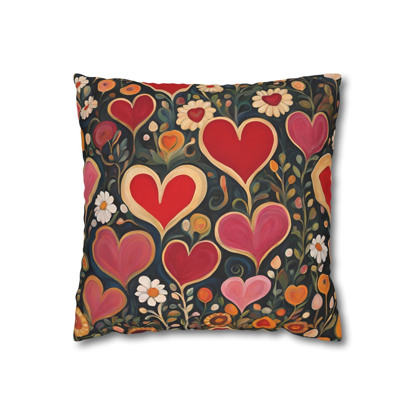 Heart Garden Square Poly Canvas Pillowcase