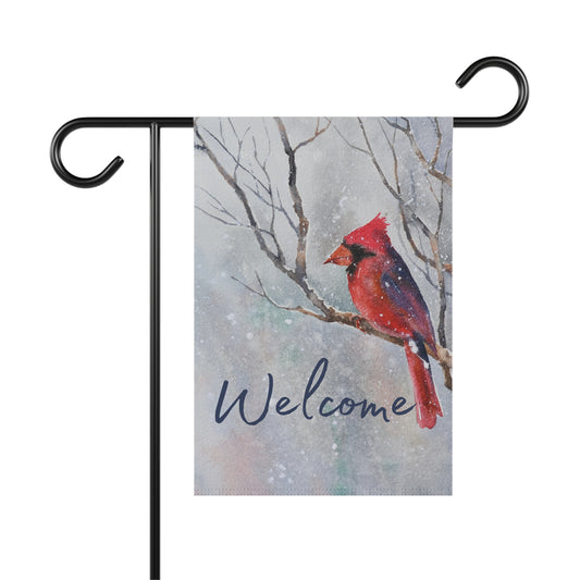 Welcome Winter Cardinal 2-Sided Garden & House Banner