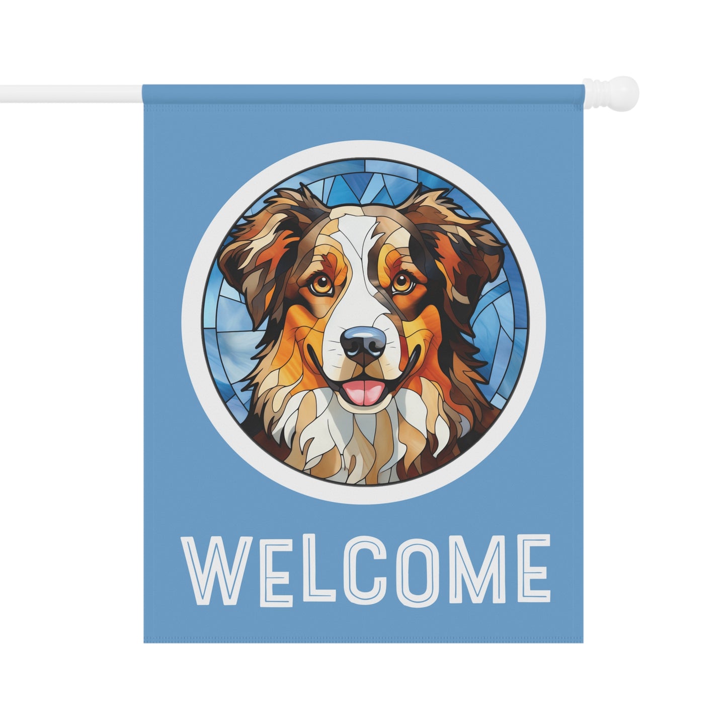 Miniature American Shepherd Welcome 2-Sided Garden & House Flag/Banner