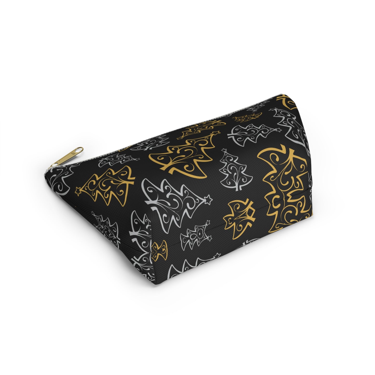 Silver & Gold Pine Trees Accessory Pouch w T-bottom