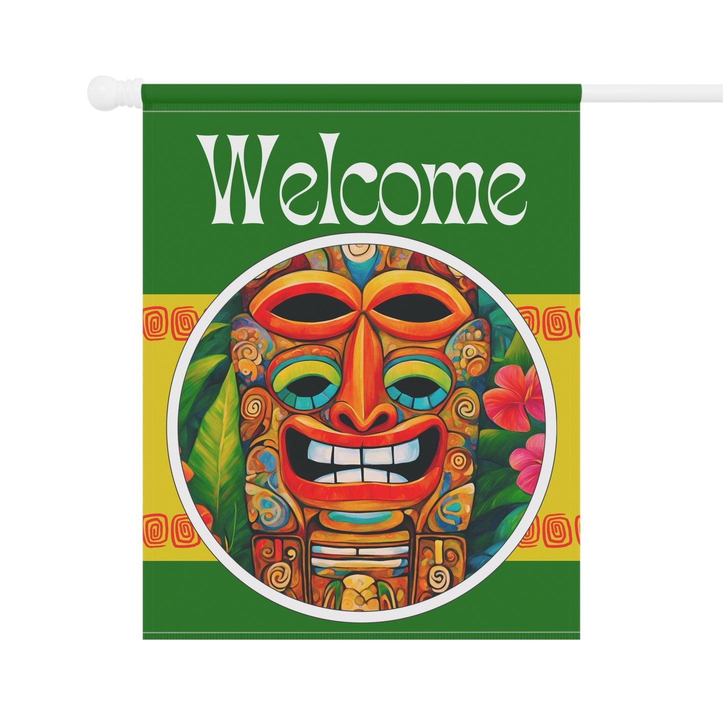 Tiki Sees All Welcome 2-Sided Garden & House Flag/Banner