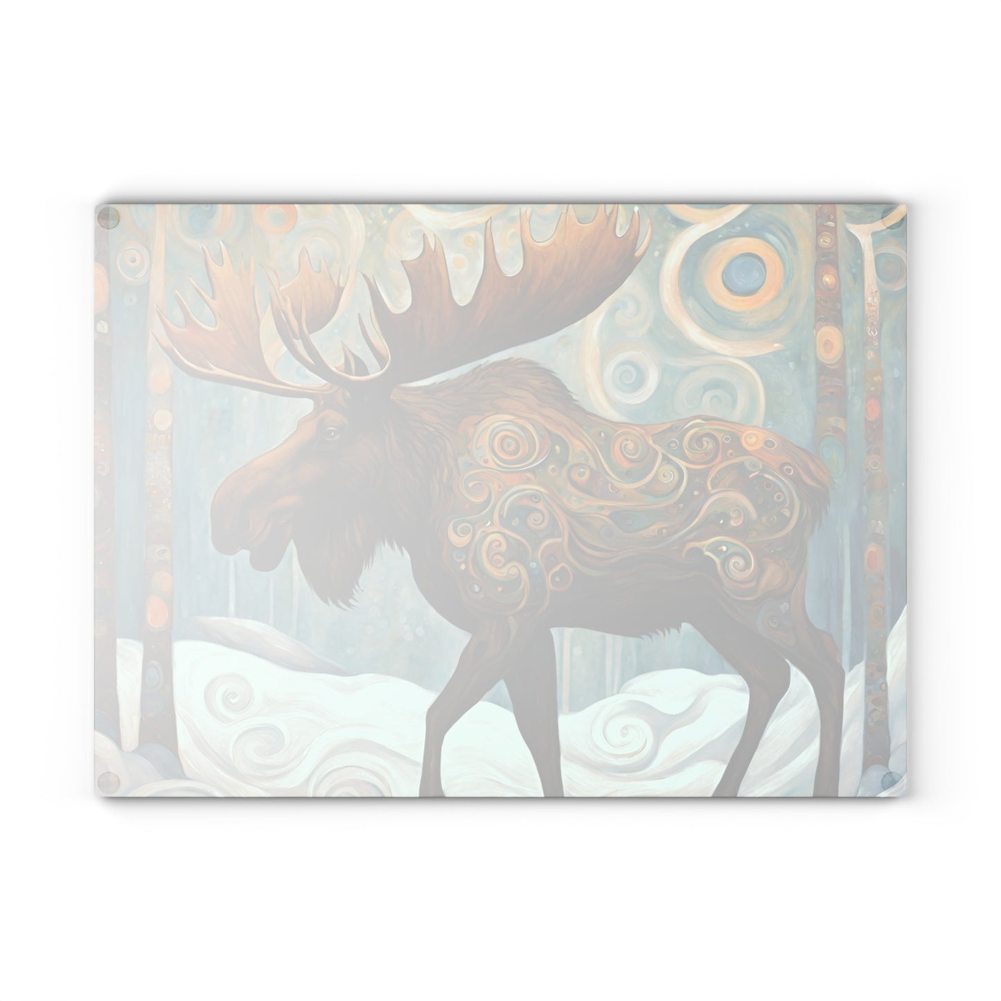 Mountain Forest Moose Tempered Glass Cutting Board