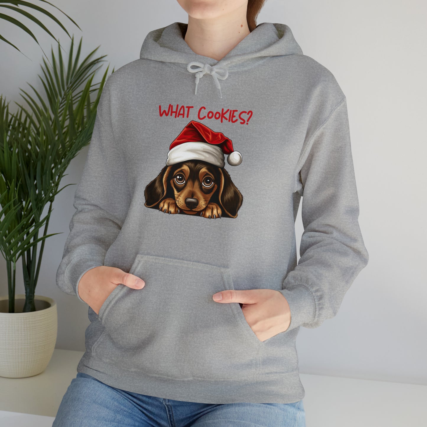 What Cookies? Dachshund in Santa Hat Unisex Heavy Blend™ Hooded Sweatshirt