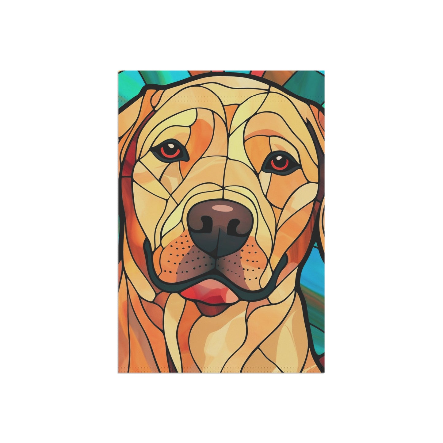 Yellow Labrador Face Stained Glass 2-Sided Garden & House Flag/Banner