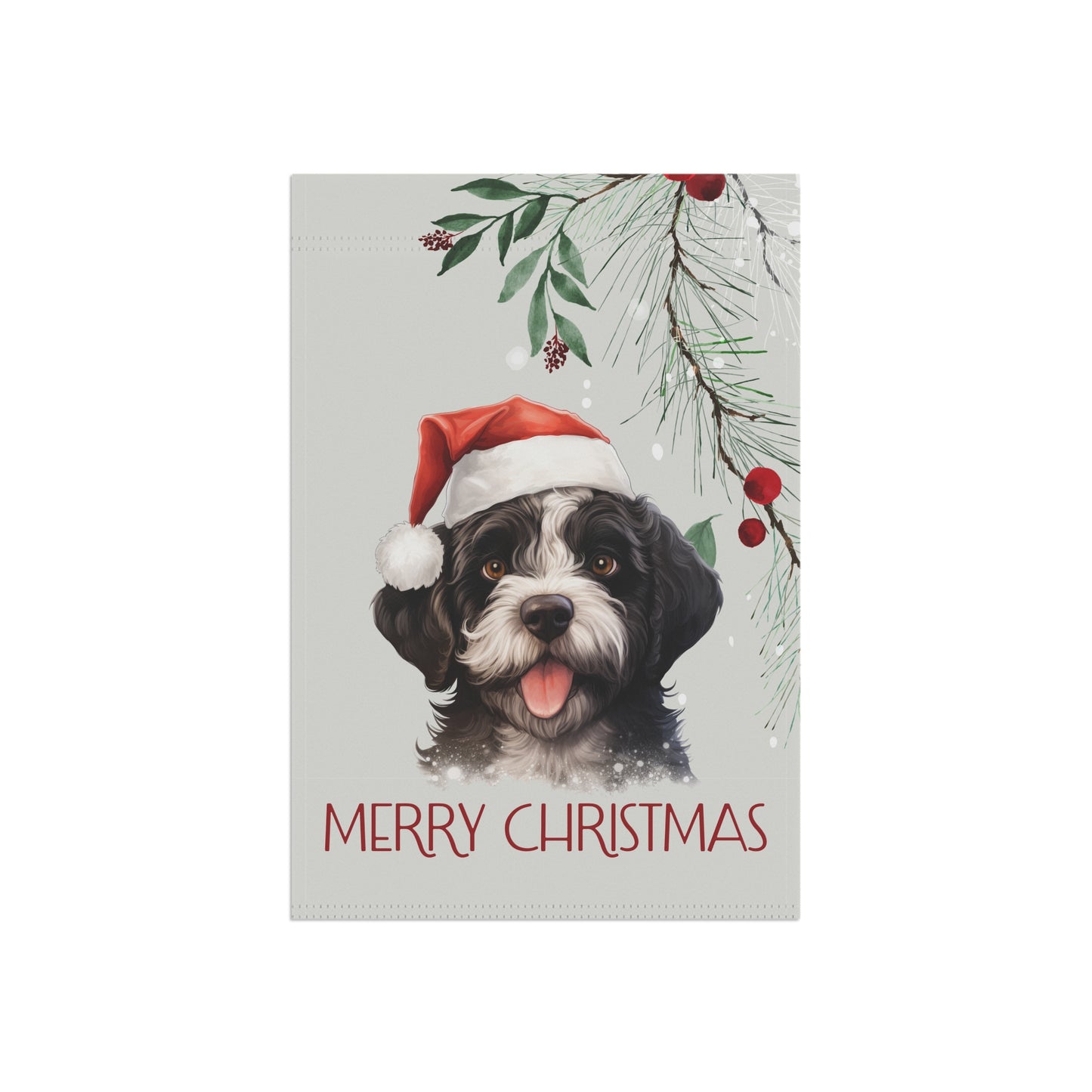 Portuguese Water Dog Merry Christmas 2-Sided Garden & House Flag/Banner