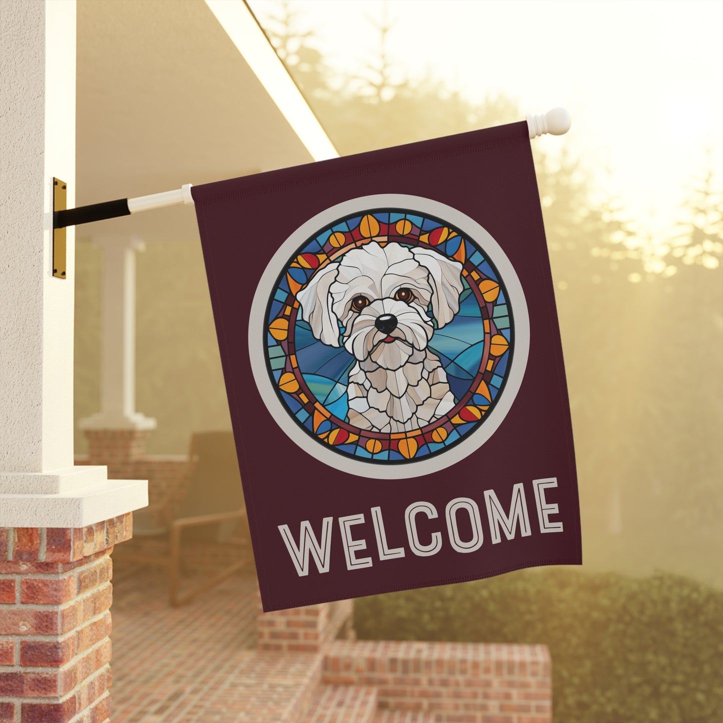 Bichon Frise Welcome 2-Sided Garden & House Flag/Banner